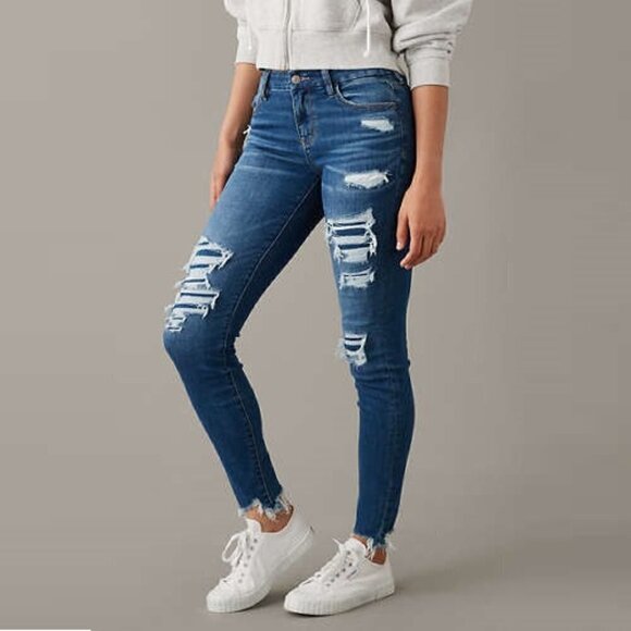 American Eagle Next Level Curvy Patched High-Waisted Jegging 00 - Picture 1 of 7